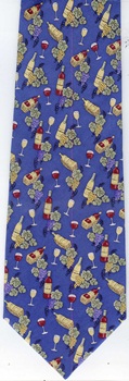 purple green grape bunch leaves glass wine bottles red and white Tie necktie