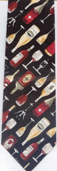 glass wine bottles red and white Tie necktie