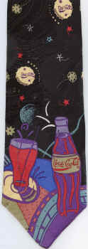 Coca-Cola Coke Bottle and glass bottle caps signs and branding labels necktie ties