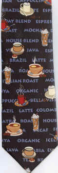 Coffe Cups and Saucers with text expresso cappucino java latte Tie