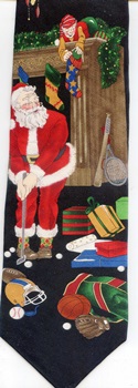 santa hat bag of toys holidays Tie pine trees winter necktie merry Christmas presents under the tree holiday tye