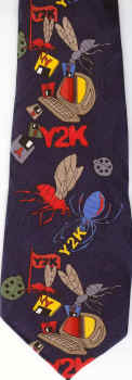 Y2K Computer bug insect Tie insect and spider invertebrate silk and polyester ties neckties