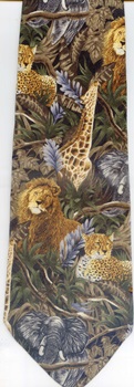 african savannah safari scene wildlife, exotic zoo mammal necktie Tie