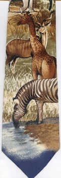 african savannah safari scene wildlife, exotic zoo mammal necktie Tie