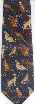 chintz fabric scene Pheasant hunt dog John Comfort Tie Necktie