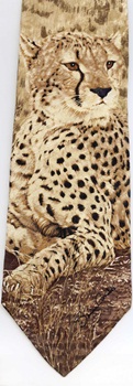 Alert cheetah scene Endangered Species silk Tie necktie
