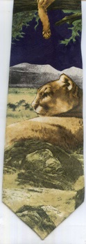 Cougar Noonday Siesta Mountain Lion Scene Endangered Species Tie necktie