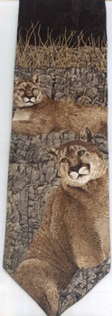 NA Mountain Lion Pair Cougar Scene Endangered Species Tie necktie