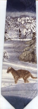 Cougar Snow Tracker Mountain Lion Scene Endangered Species Tie necktie