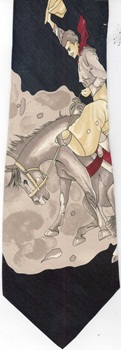 Cowboys necktie horse equine western scene Bronco busting Corvette Tie