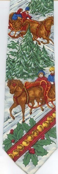 One Horse Open Sleigh Jingle Bells Tie necktie horse equine winter scene Tie