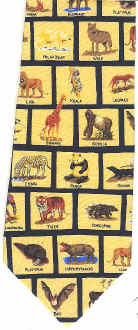 African animals in balck lined squares Tie