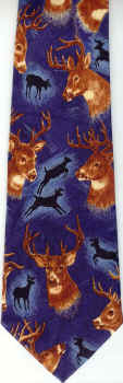 Silhouettes of Deer and Buck Heads Repeat Tie