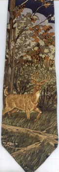 Deer in a Woods Scene Buck At The Forest Edge Endangered Species Tie