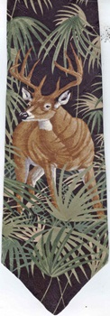 Deer in a Palmetto Woods Scene Field and Stream necktie Tie