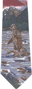 Pairs of Bears in a Grassy Meadow Tie