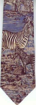 Zebra savannah scene repeat tie necktie