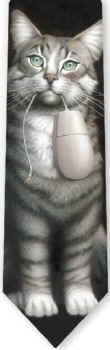 Cat and Computer Mouse Tie