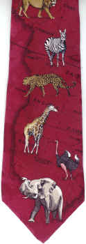 Animals of Africa map world Tie ties neckwear map geography contintent ties tye neckwears Antique World Map Tie