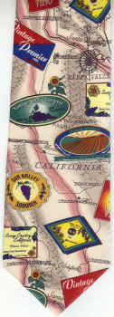 California Map wine country winery labels necktie Tie
