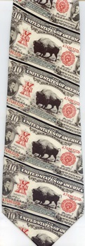10 dollar bank note currency Buffalo bison ted turner tie necktie