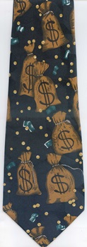money bags notes currency tie necktie