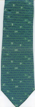 latin text for money does not grow on trees symbols for international currency tie necktie