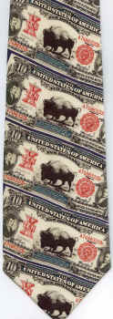 10 dollar bank note currency Buffalo bisontie necktie