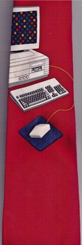 Computer with Live Mouse and Circuit Boards Tie