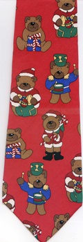 teddy bear sressed as santa christmas theme necktie tie