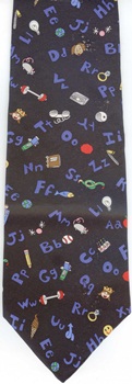 Crazy Alphabet Teacher Necktie book School Education Save The Children necktie Tie