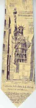New York skyline Statue Of Liberty engineering drawings American city street map suburbia urban necktie Tie