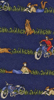 motorcycle and dog picnic on grass Tie necktie