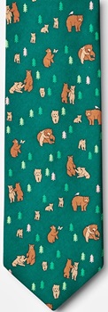 XL extra long bear poses trees  Tie necktie
