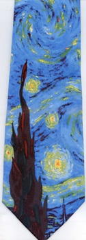 XL extra long Impressionist masterpiece painting starry night van gogh tie Necktie