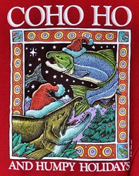 Co Ho Ho Merry Fishmas Ray Troll christmas santa coho salmon fish humor t-shirt