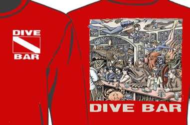 Ray Troll Dive Bar fish humor saloon cocktail hour t-shirt