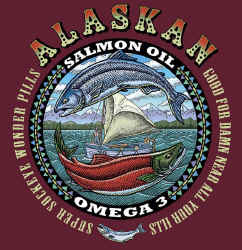 Omega 3  Ray Troll Alaska salmon fish humor t-shirt