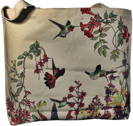 Hummingbird canvas book, beach or shopping bag