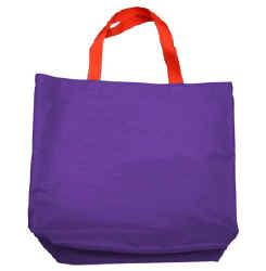 purple canvas book bag, beach bag or shopping bag