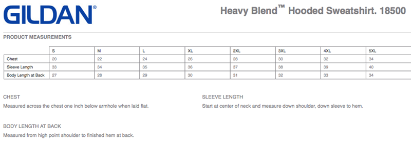 Fruit Of The Loom Hoodie Size Chart