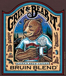 bears blend kodiac bear with coffee cup bruin blend logo T-shirt ravens brew coffee blend t-shirt shirt tee