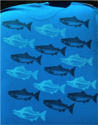 Ray Troll Alaska Let's Spawn school of salmon t-shirt