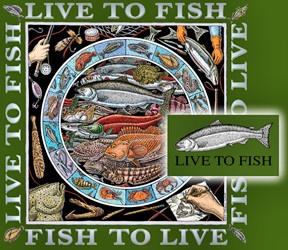 Ray Troll live to fish fish to live fish humor t-shirt