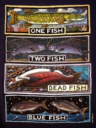 Ray Troll One Fish Two Fish Colorized dr seuss parody pun fish humor t-shirt