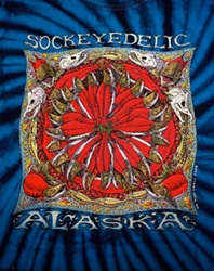 Ray Troll sockeye salmon mandala pattern tie dye psychedelic fish humor t-shirt