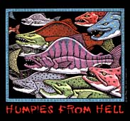 Humpies from Hell Ray Troll mating season salmon with hump back school of fish fish humor t-shirt