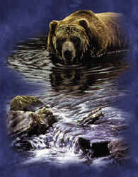 grizzly bear in a river water t-shirt tshirt tee shirt