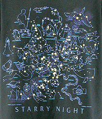 Starry Night stars with glow in the dark ink cotton  Constellations Astronomy t-shirt