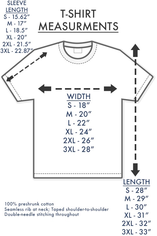  t-shirt size chart, shirt tee